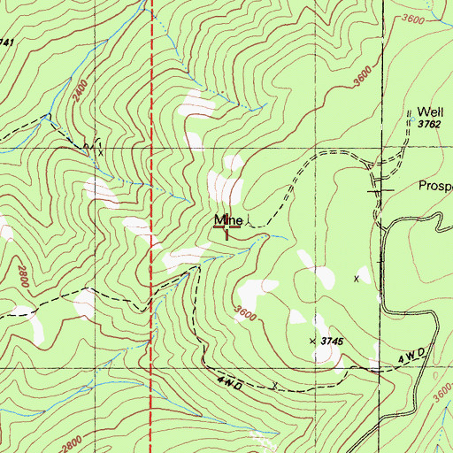 Topographic Map of Big Dipper Mine, CA