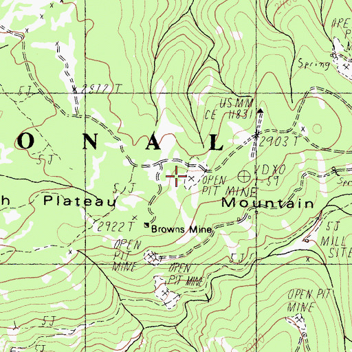 Topographic Map of Bonanza Mine, CA