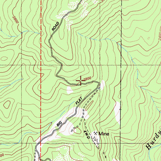 Topographic Map of Camp Eight Mine, CA