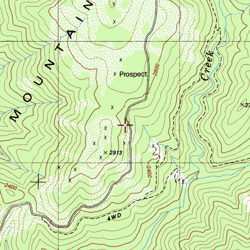 Topographic Map of Coon Creek Number 1 Mine, CA