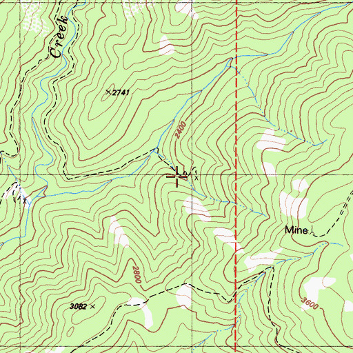 Topographic Map of Cooncan Mine, CA