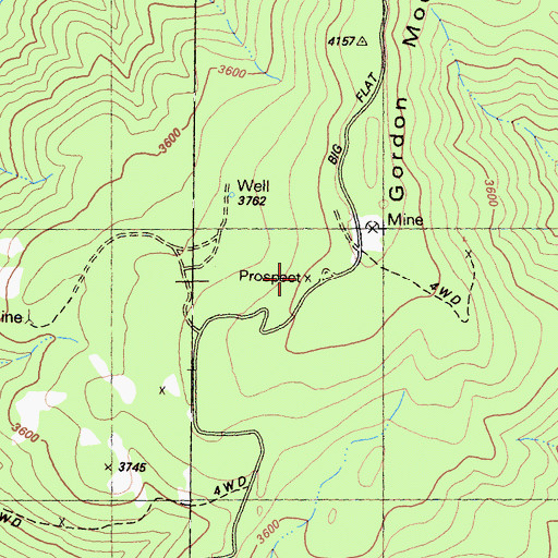 Topographic Map of Thursday Evening Mine, CA