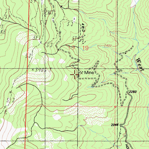 Topographic Map of Webb Mine, CA