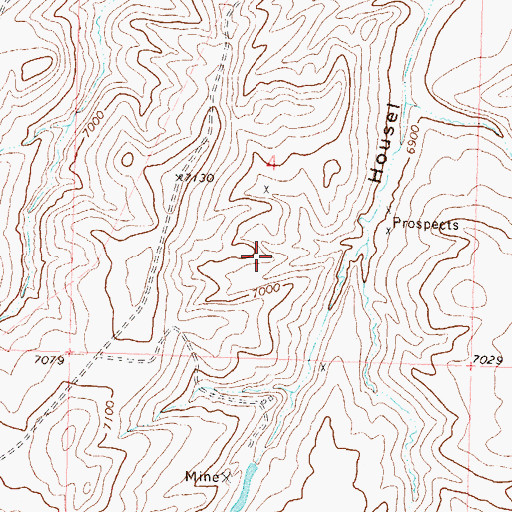 Topographic Map of Housec Gold Placer Mine, CO