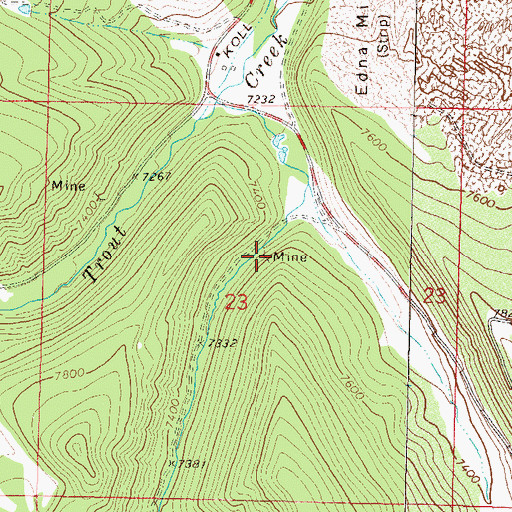 Topographic Map of Blue Spruce Mine, CO
