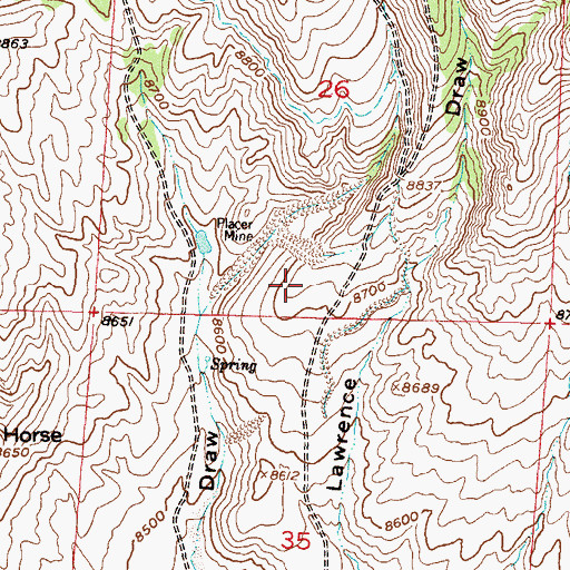 Topographic Map of Placer Draw Placers, CO