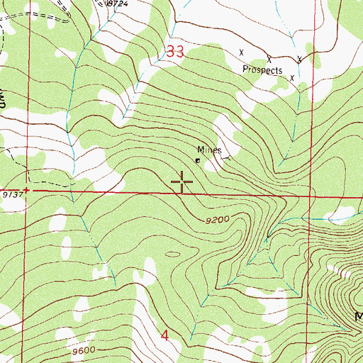 Topographic Map of Twin Mountain Mine, CO