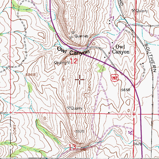 Topographic Map of Owl Canyon Mine, CO