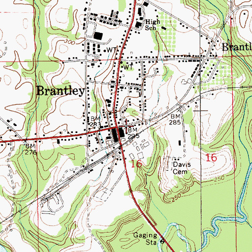 Topographic Map of Brantley Post Office, AL
