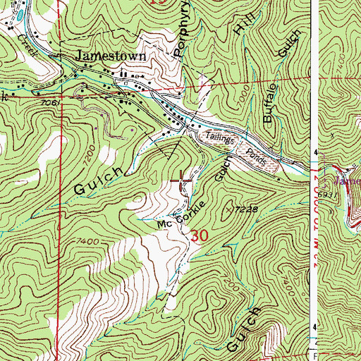 Topographic Map of Blue Jay Mine, CO