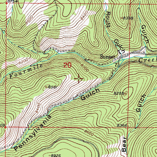 Topographic Map of Bismark Mine, CO