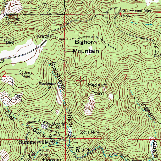 Topographic Map of Black Cloud Mine, CO