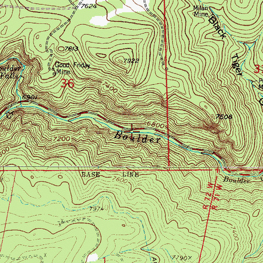 Topographic Map of Black Prince Mine, CO