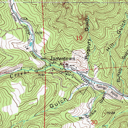 Topographic Map of Castle Gulch Mine, CO