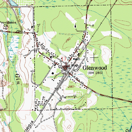 Topographic Map of Glenwood Post Office, AL