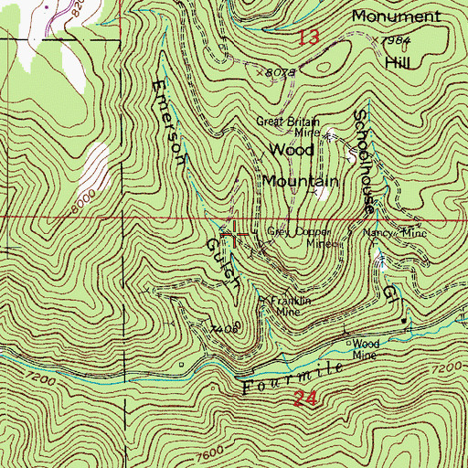 Topographic Map of Emerson Mine, CO