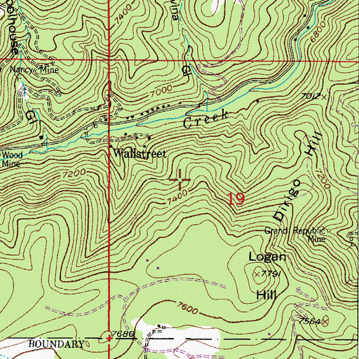 Topographic Map of Gladys Mine, CO
