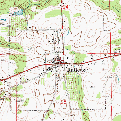 Topographic Map of Rutledge Post Office, AL
