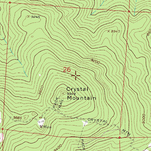 Topographic Map of Crystal Mountain Mine, CO