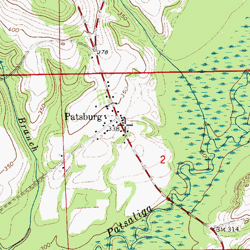 Topographic Map of Patsburg Post Office (historical), AL