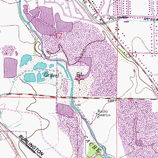 Topographic Map of Fort Collins Quarry, CO