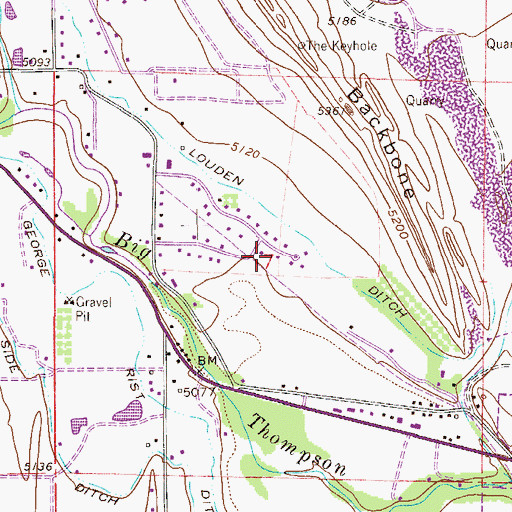 Topographic Map of Loveland Quarry, CO