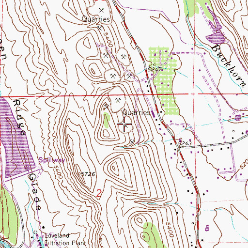 Topographic Map of Loveland Sandstone Quarry, CO