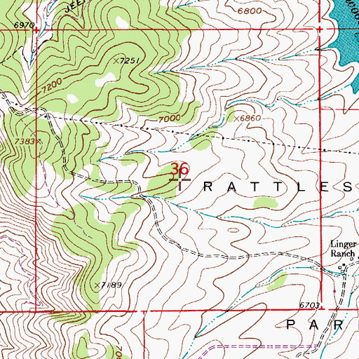 Topographic Map of Rattlesnake Park Mine, CO