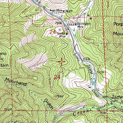 Topographic Map of Afterthought Mine, CO
