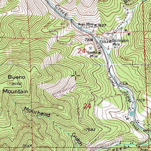 Topographic Map of Bigthing Mine, CO