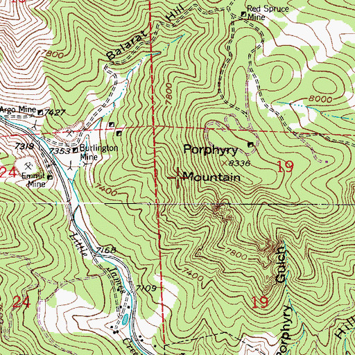 Topographic Map of Buckhorn Mine, CO
