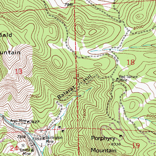 Topographic Map of Goldfinch Mine, CO