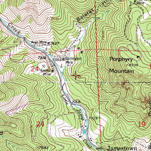Topographic Map of Nations Treasure Mine, CO