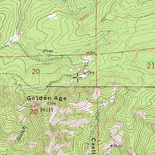 Topographic Map of Golden Age Mine, CO