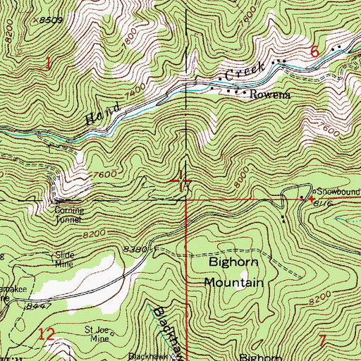 Topographic Map of Helena Mine, CO