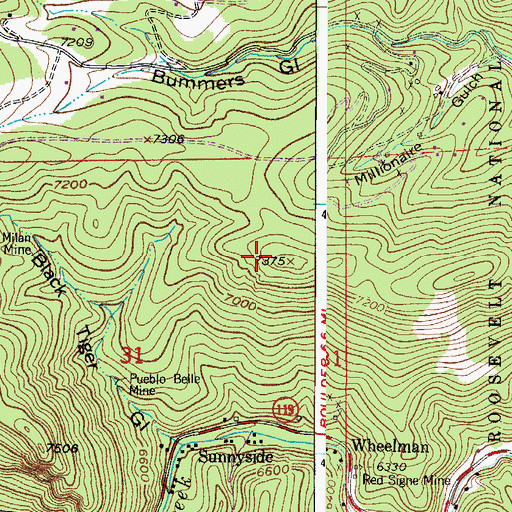 Topographic Map of Herold Mine, CO