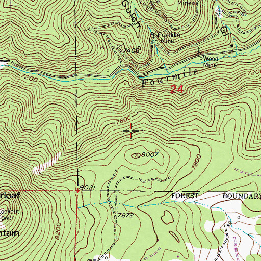Topographic Map of John W Fitts Lease Mine, CO