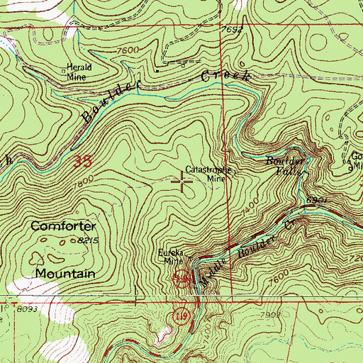 Topographic Map of Lord Byron Mine, CO