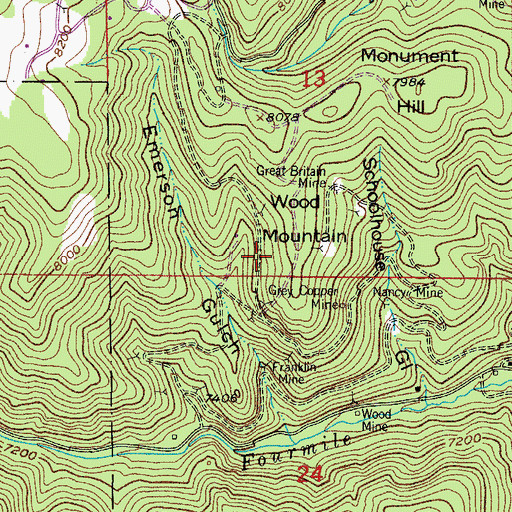 Topographic Map of Lucky Star Mine, CO