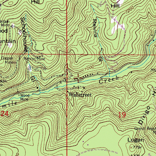 Topographic Map of Mountain Plains Mine, CO