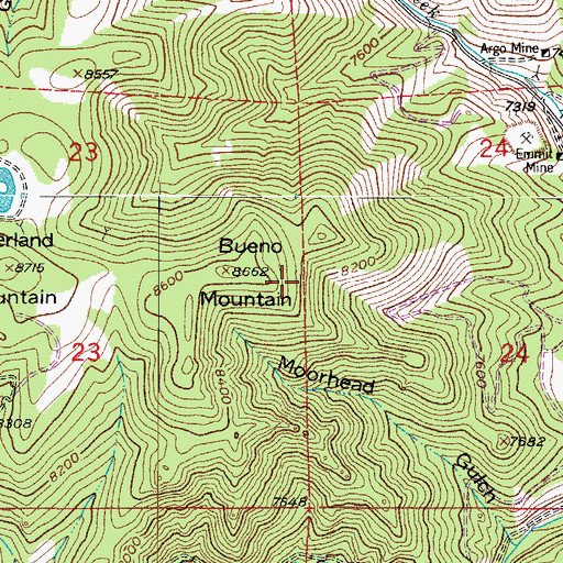 Topographic Map of Orion Mine, CO