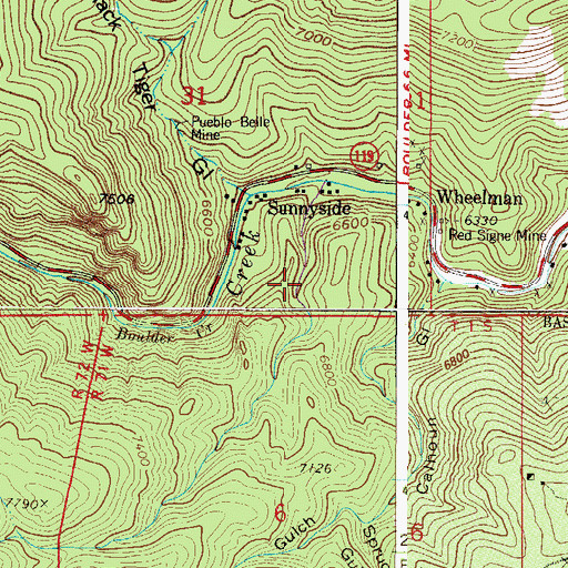 Topographic Map of Ridge Mine, CO