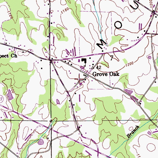 Topographic Map of Grove Oak Post Office, AL
