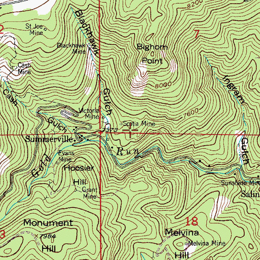 Topographic Map of Silver Lode Mine, CO