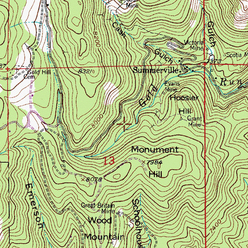 Topographic Map of Tammany Mine, CO