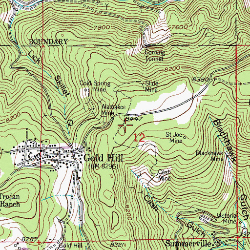 Topographic Map of Winona Mine, CO