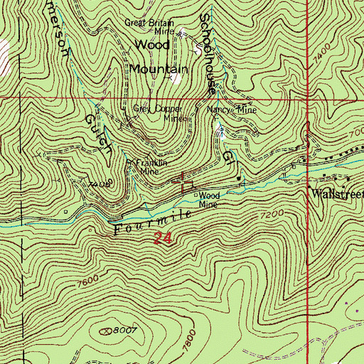 Topographic Map of Wood Mountain Group Mine, CO