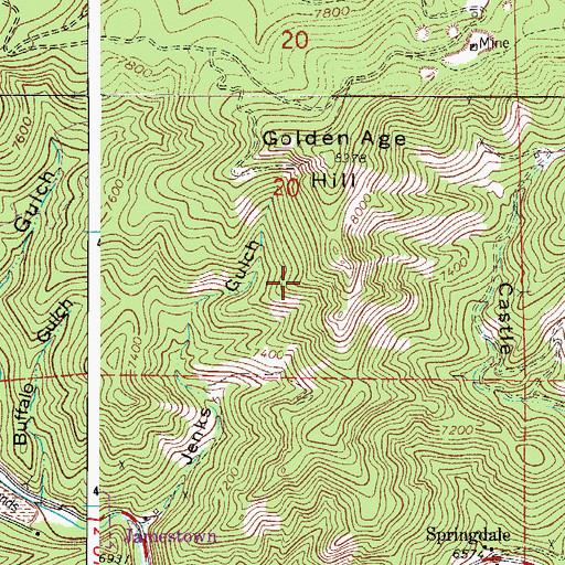Topographic Map of Lady Bug Mine, CO