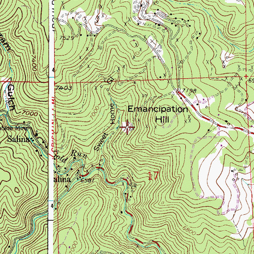 Topographic Map of Emancipation Mine, CO