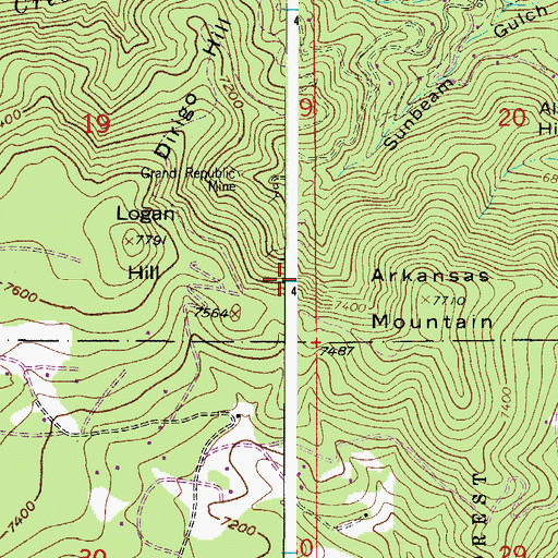 Topographic Map of Golden Crown Group Mine, CO